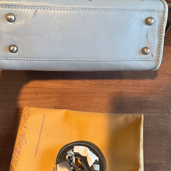 PATRICIA NASH ROSE TOOLED PARIS MIRAGE Blue LEATHER SATCHEL/CROSSBODY HANDBAG - Picture 6 of 9